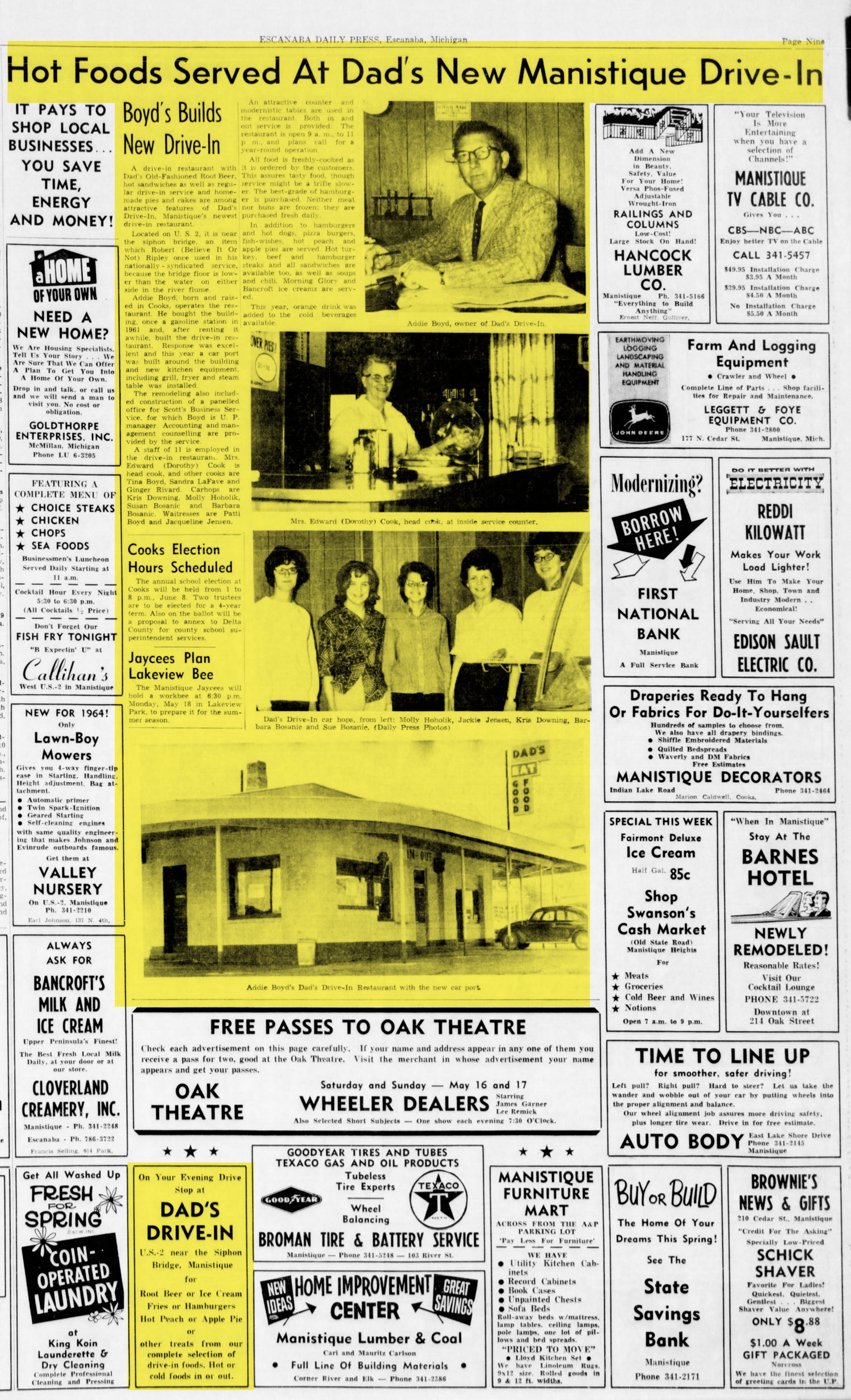 Dads Drive-In - May 15 1964 Article